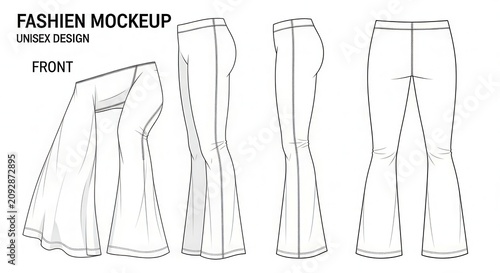 Fashion Design Underwear Sketch Technical Drawing Set.