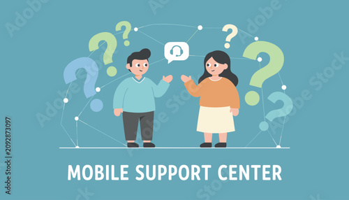 Helpful representatives at a mobile support center communicate with customers to solve problems and answer questions.