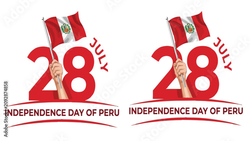 Fotografie Peru Independence Day celebration graphic, July 28 national holiday typography,