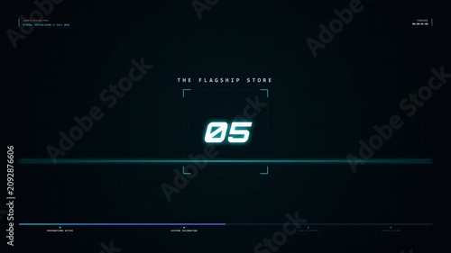 Tech Startup Blueprint HUD Grand Opening Countdown 4K