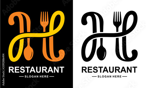 Letter H Restaurant and Hospitality Logo Design Vector Icon Concept