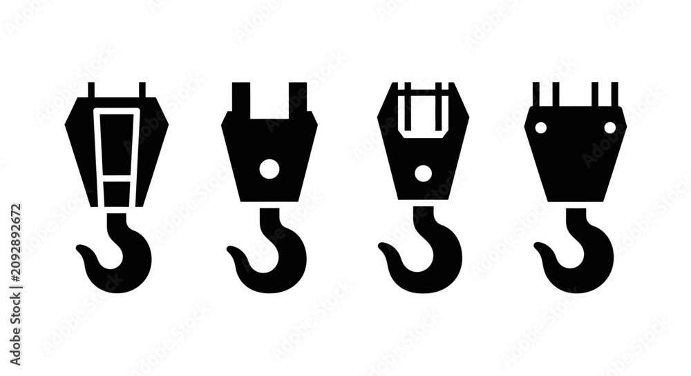 Obraz premium Black Crane Hook Icon Isolated on White Background