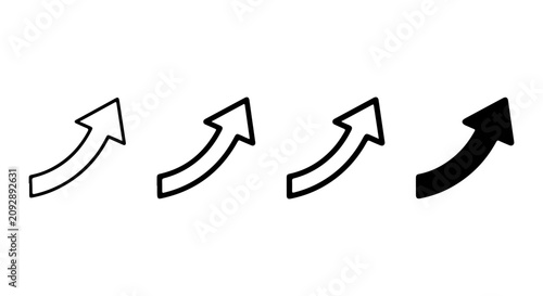 Upward Trend Arrows Set, Growth Direction Icons, Success Trajectory Vector Graphics