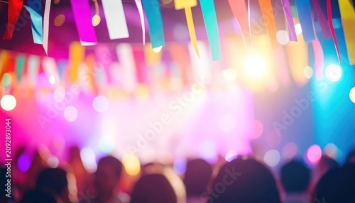 Vibrant music festival crowd celebration.