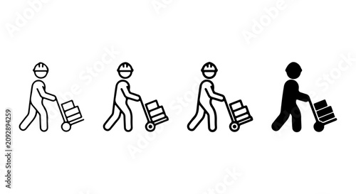 Obraz na płótnie Delivery Worker Icons, Logistics Person Silhouette, Moving Goods Vector Set, War