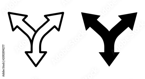 Fork in the Road Vector Icons, Choice and Direction Symbols, Decision Making Paths