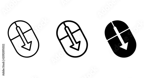 Obraz na płótnie Computer Mouse Scroll Wheel Icons, Digital Navigation Symbols, Vector Clicks and