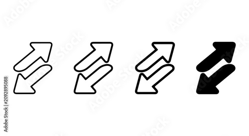 Tableau sur toile Reciprocal Arrows Icon Set, Bidirectional Exchange Symbols, Swap and Turnaround