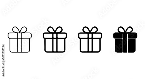 Foto Gift Box Icons Set, Present Symbols, Celebration Vector Graphics, Holiday Packag