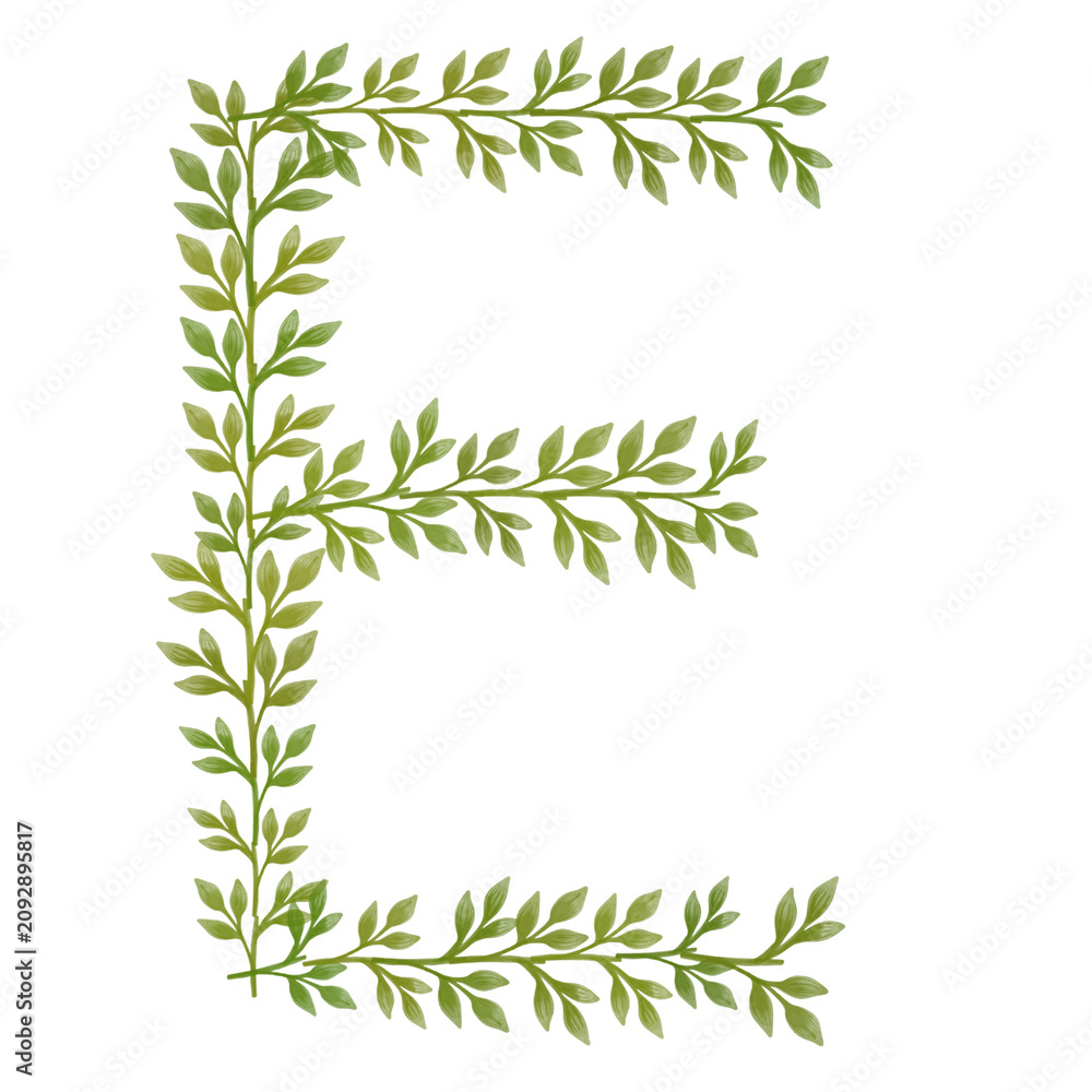Fototapeta premium Initial Decorated with Green Leaves