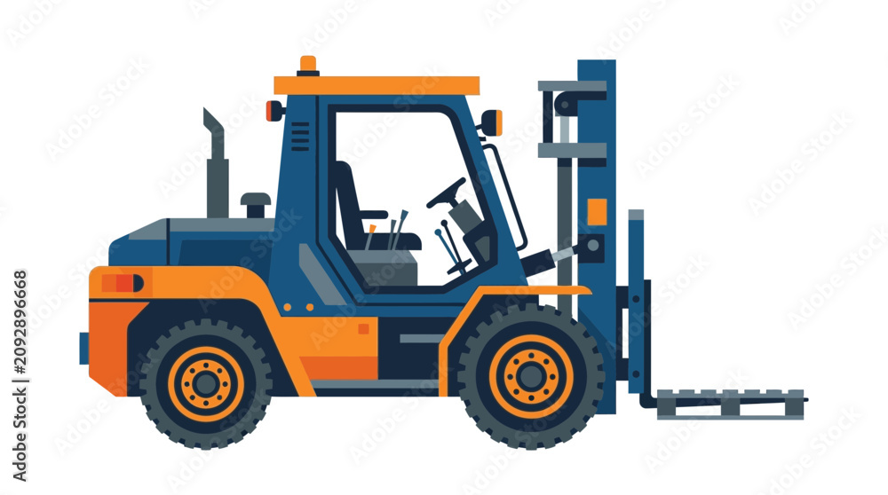 Naklejka premium Flat Vector Illustration of a Heavy Duty Forklift Truck