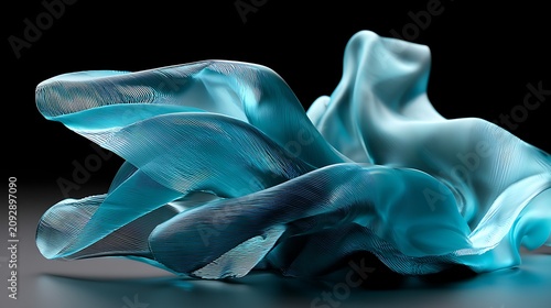 Abstract Fabric Waves in Soft Blue Shades with Smooth Flowing Texture