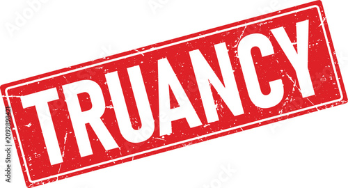 Obraz na plátně Red rectangular rubber stamp design featuring the word truancy in a grunge style