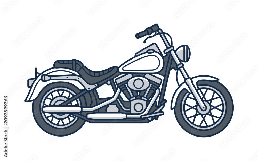 Obraz premium Flat Design Cruiser Motorcycle Vector Illustration