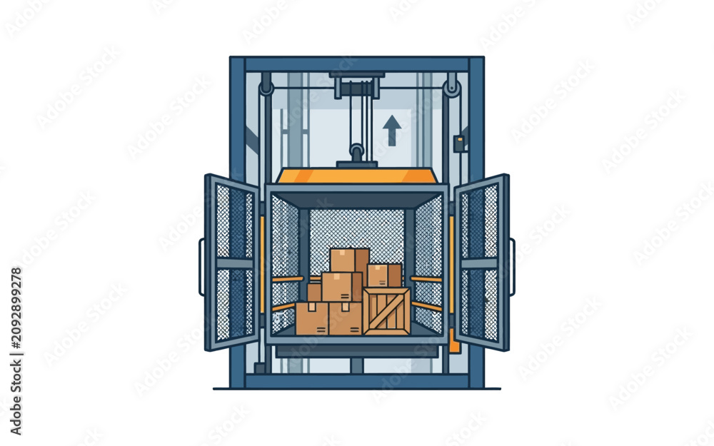 Konstfotografi Freight Elevator with Cargo Vector Illustration