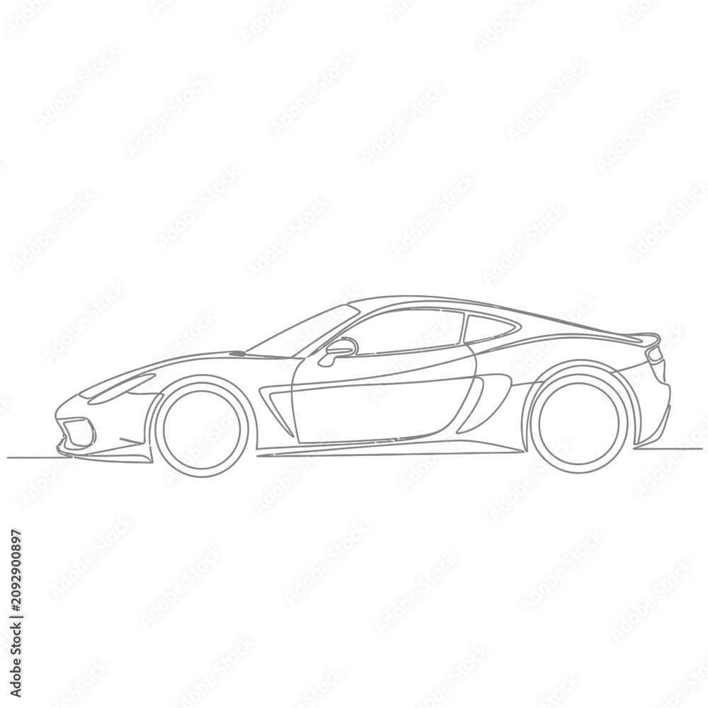 Naklejka premium Sports Car Line Art Drawing