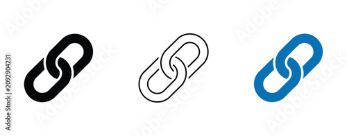 Принти на полотні Link icon set, chain connection symbols, web and app interface, black and white vector, isolated on transparent background, editable illustration