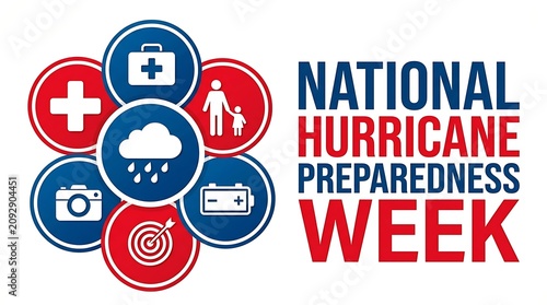 Colorful Hurricane Preparedness Awareness Week Circular Icons Design Flat Lay Top View