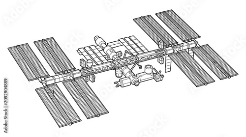 Bild auf Leinwand International Space Station Vector Illustration