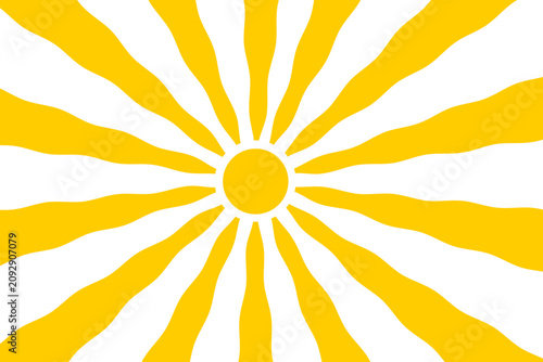 Yellow sunburst pattern with a central circle and radiating wavy lines on a white background