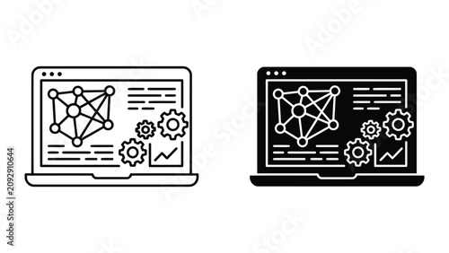Network system optimization and infrastructure management icons with management