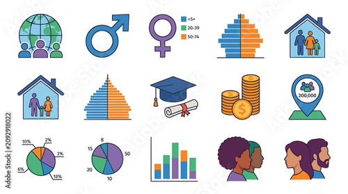 A vibrant infographic illustrating education and equality with various statistics and symbols.