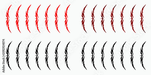 Bild auf Leinwand Claw Scratch Marks Collection Red And Black Vector Illustration