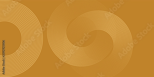 Foto Stylish abstract background featuring golden concentric circular lines intertwined on a warm brown backdrop