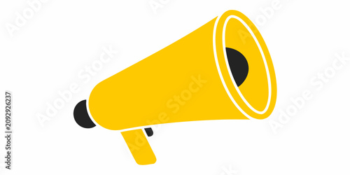 Cuadro en lienzo Yellow Megaphone With Black Speaker And White Outline Flat Vector Illustration