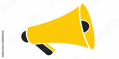 Canvastavla Yellow megaphone illustration with black accents on a white background