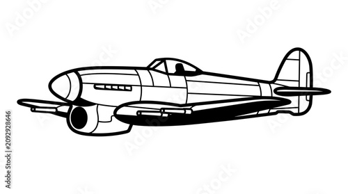 Vintage Fighter Airplane Illustration.
