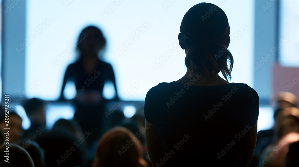 Fototapeta premium Corporate seminar with presenter and audience