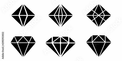Canvastavla Diamond silhouettes six geometric shapes on a white background