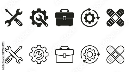 Photos Maintenance Icons Set – Tools, Repair, Gear, Support