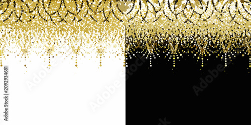Fotografia Gold glitter pattern with a split white and black background