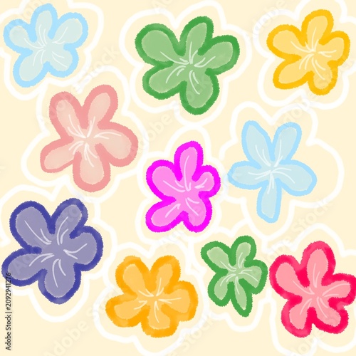 Tableau sur toile Colorful Tropical Flower Pattern Background