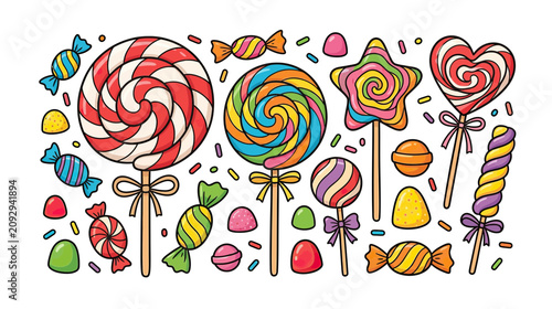 Tableau sur toile Colorful Assorted Lollipops and Candies Collection - Sweet Treats