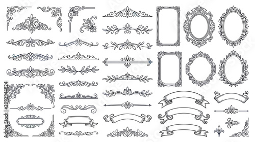 Elegant Vintage Ornate Borders, Frames and Dividers Collection