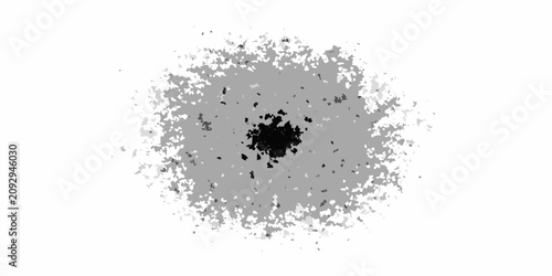 Foto Circular cluster of scattered black dots on white background