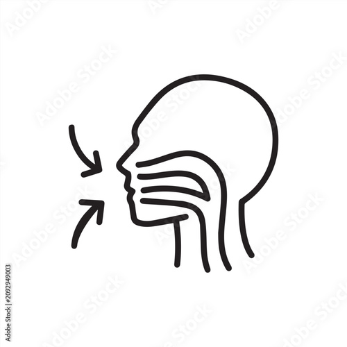 Принти на полотні Person inhaling air through mouth and nose, linear icon