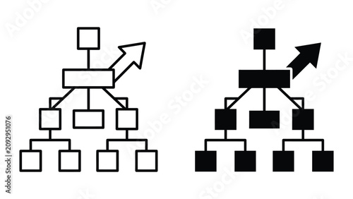 Hierarchical organizational structure and strategic growth chart with hierarchy