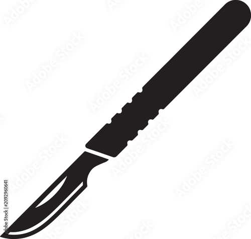 Surgical scalpel vector icon representing precise medical procedures on transparent background.