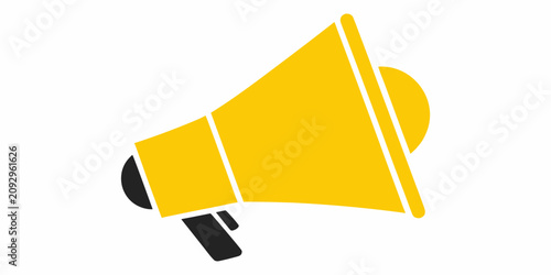 Tableau sur toile Yellow Megaphone Illustration With Black Handle Flat Vector Graphic