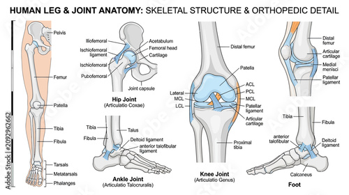 Fotografía Human Leg, Hip, Knee, and Ankle Joint Anatomy: Skeletal Structure & Orthopedic D