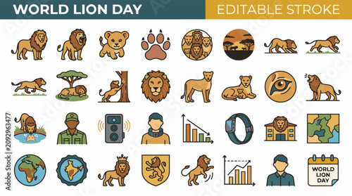 World Lion Day icons