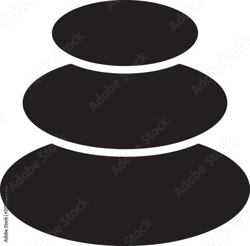 Stacked spa stones icon, black zen massage rocks vector isolated on transparent background.