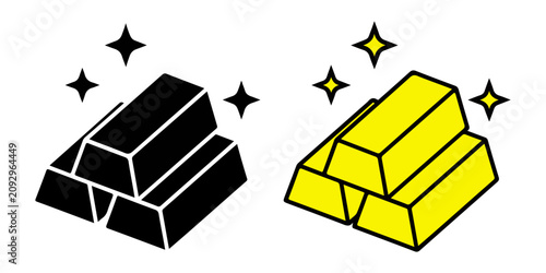 Black and yellow gold bars with sparkling stars gold bullion ingot precious metal wealth