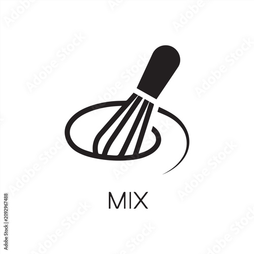 Konstfotografi Black flat icon of whisk kitchen utensil