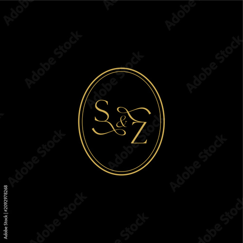 ZS letter minimalist luxury concept feminine line style design wedding curvy elegant initial monogram