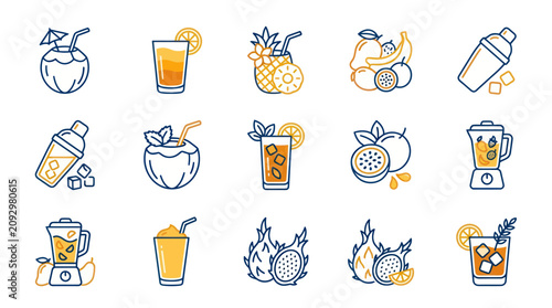 Collection of fruit juice icons.